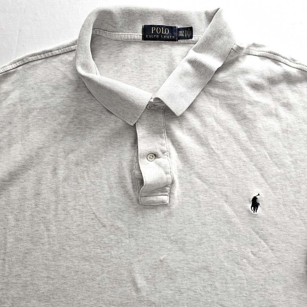 Polo Ralph Lauren Mens 3XLT Heather Gray Short Sleeve Pony Logo Polo Shirt